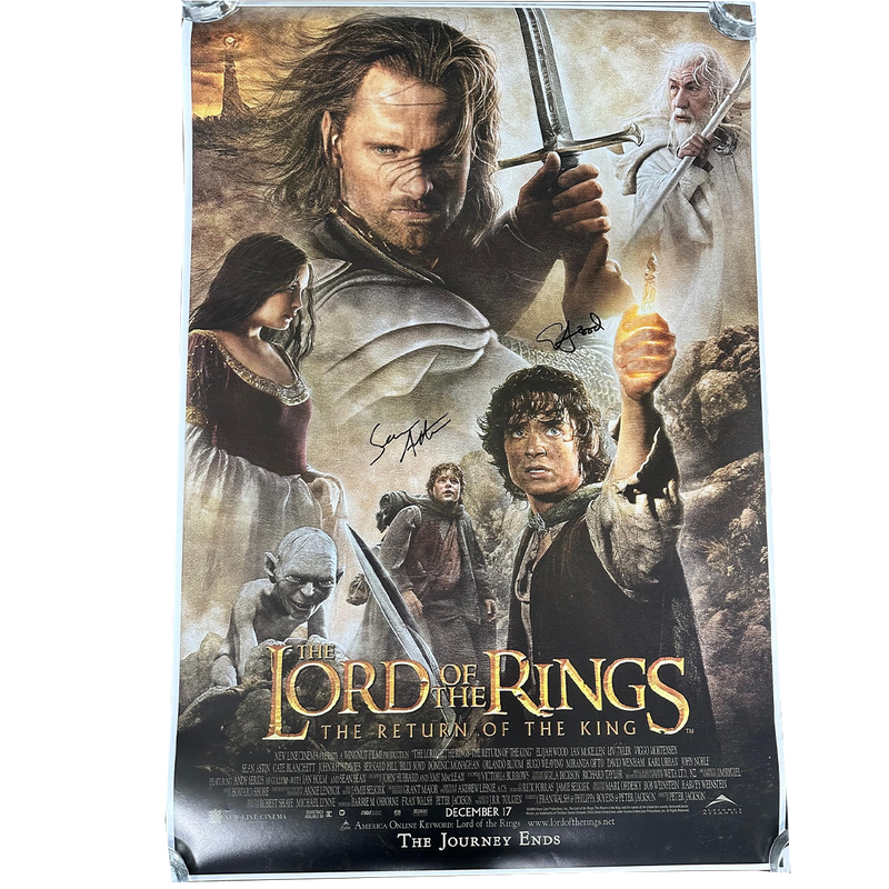 Lord of the Rings - Return of the King Poster Autographed by Sean Astin + Elijah Wood Combo 24"x36"