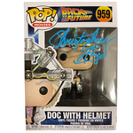 Christopher Lloyd - Autographed Doc w/ Helmet Pop