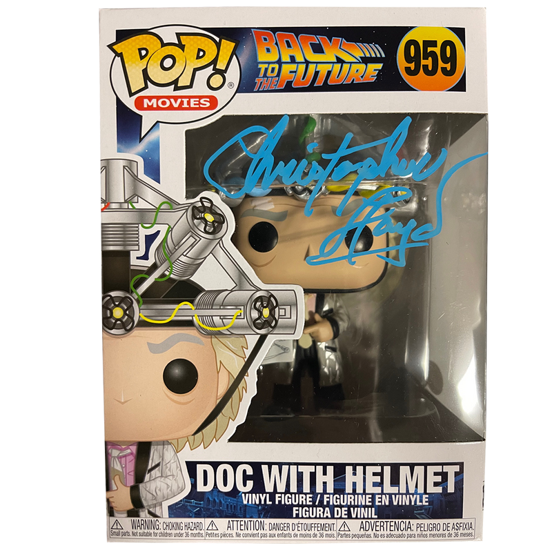 Christopher Lloyd - Autographed Doc w/ Helmet Pop