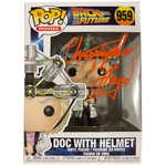 Christopher Lloyd - Autographed Doc w/ Helmet Pop