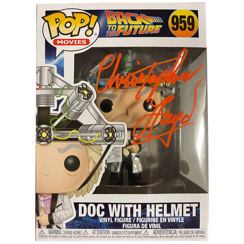 Christopher Lloyd - Autographed Doc w/ Helmet Pop