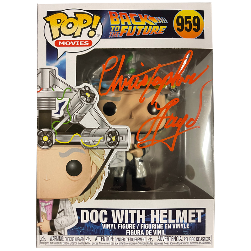 Christopher Lloyd - Autographed Doc w/ Helmet Pop