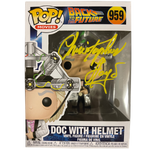 Christopher Lloyd - Autographed Doc w/ Helmet Pop