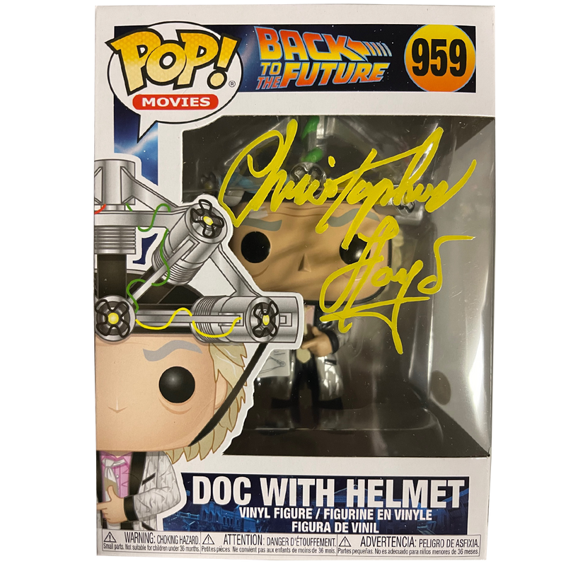 Christopher Lloyd - Autographed Doc w/ Helmet Pop