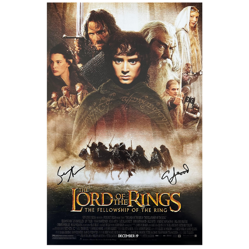 Lord of the Rings - Fellowship Poster Autographed by Sean Astin + Elijah Wood Combo