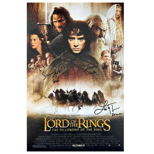 Lord of the Rings Fellowship Poster - (3 Signatures) Liv Tyler, Sean Astin + Elijah Wood