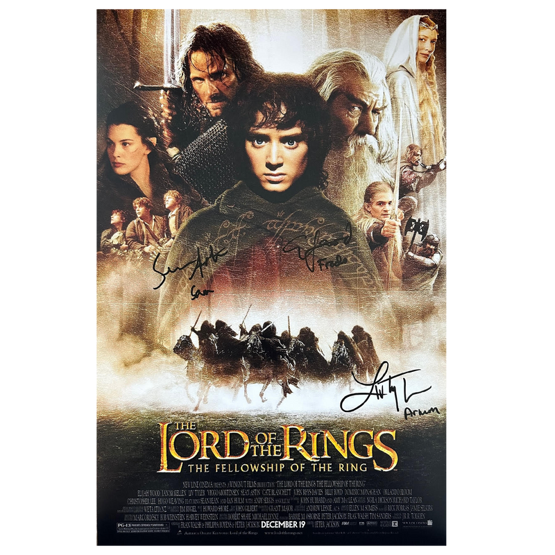 Lord of the Rings Fellowship Poster - (3 Signatures) Liv Tyler, Sean Astin + Elijah Wood