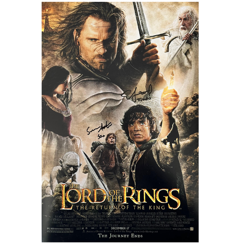 Lord of the Rings - Return of the King Poster Autographed by Sean Astin + Elijah Wood Combo