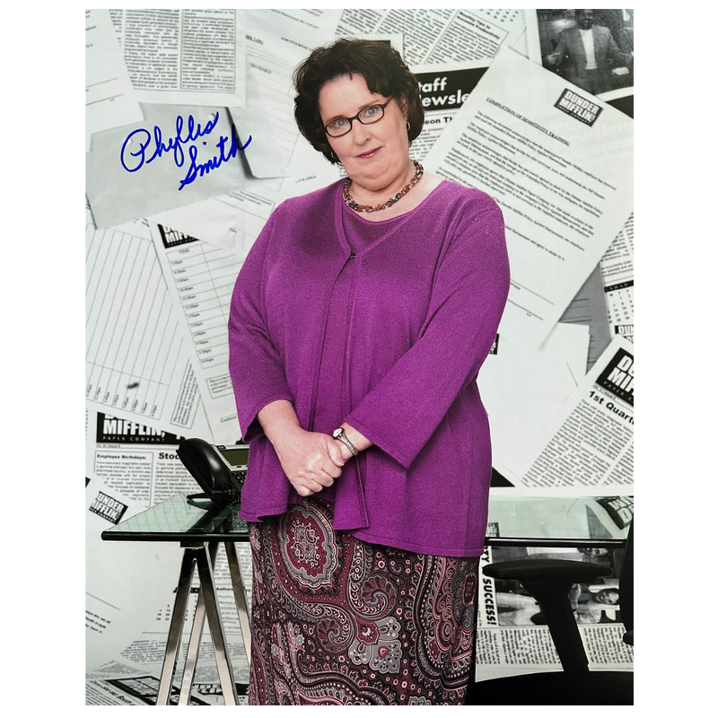 Phyllis Smith Autographed Paper Background Photo 11x14