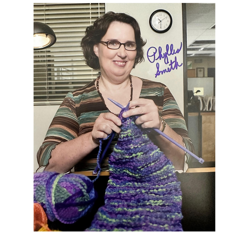 Phyllis Smith Autographed Knitting Photo 8x10
